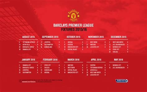 Fixtures 2015/16 - Official Manchester United Website | Manchester united, The unit, Manchester ...