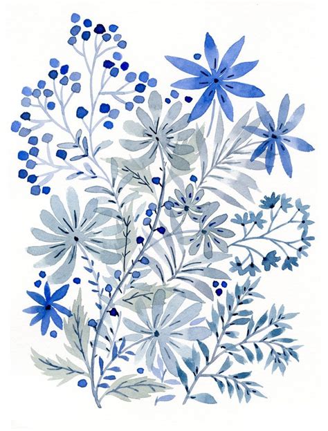 fleurs bleues | Blue flower painting, Watercolor flowers paintings ...