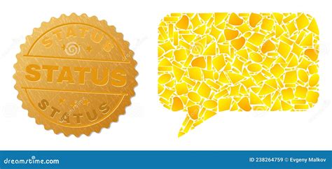 Message Cloud Icon Mosaic of Gold Items and Textured Status Seal Stock Vector - Illustration of ...