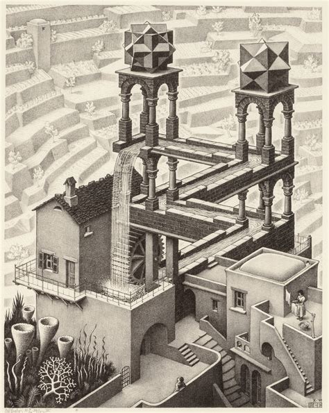 M.C. Escher "Waterfall" (1961) 2338 x 2936 : r/ArtPorn