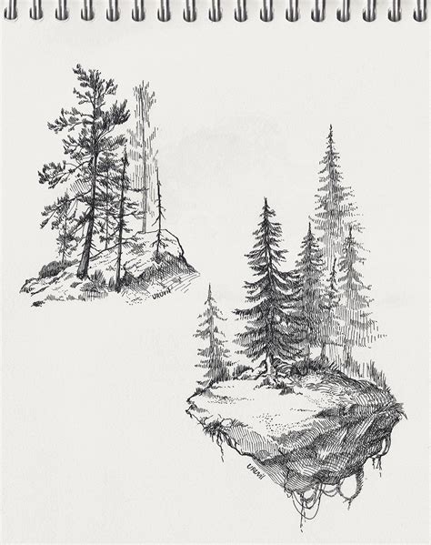 #tree #pine #дерево #inktober | Tree drawing, Art inspiration, Drawings