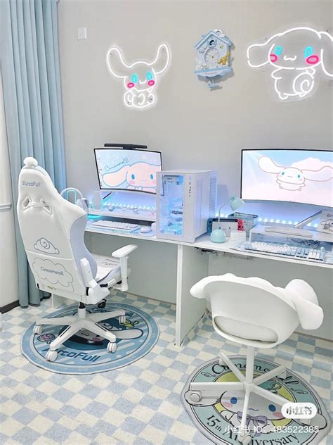 cinnamoroll desk setup in 2023 | Game room design, Room ideas bedroom ...