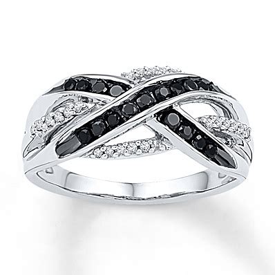 Kay Jewelers Diamond Promise Ring 1/5 ct tw Black/White Sterling Silver ...