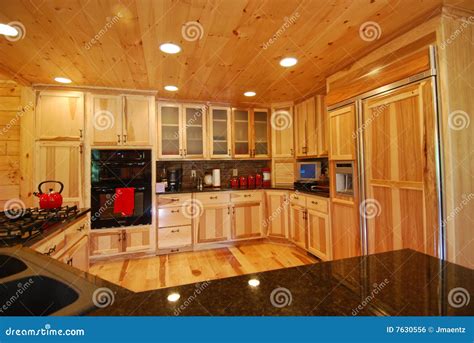 Log house kitchen interior stock photo. Image of rural - 7630556