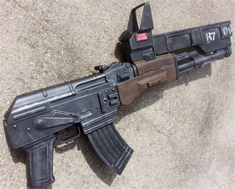 Custom Elysium-inspired AK-47 rifle prop by firebladecomics on DeviantArt