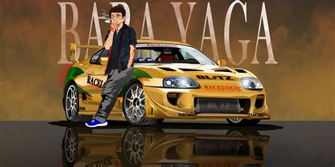 Golden Blitz Mk4 Supra with Smokey Nagata illustration, Baba Yaga ...