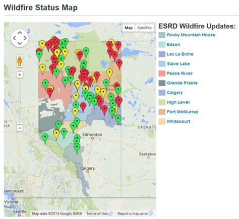 Alberta Wildfire Map - World Map Gray