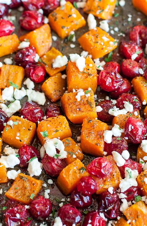 Honey Roasted Butternut Squash with Cranberries + Feta