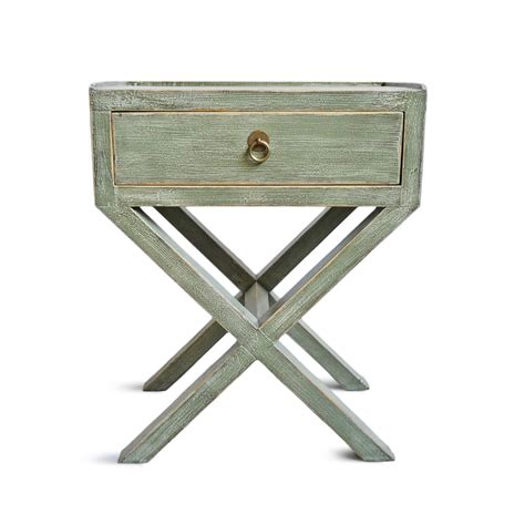 Green Washed X Bedside Table Furniture | Design MIX Gallery