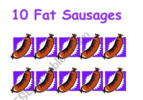 English worksheets: Ten fat sausages