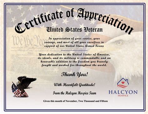 Customizable Veterans Day Certificates Free Printables