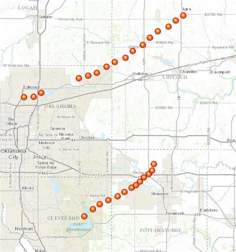 Oklahoma Tornado Path Map