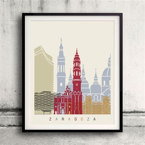 Zaragoza Skyline Poster Fine Art Print Landmarks Skyline - Etsy