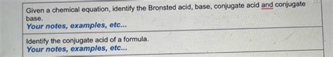 Solved Given a chemical equation, identify the Bronsted | Chegg.com