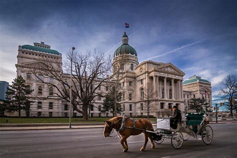 Indiana Capital Building - Front with Horse Passing Photograph by Ron Pate - Fine Art America