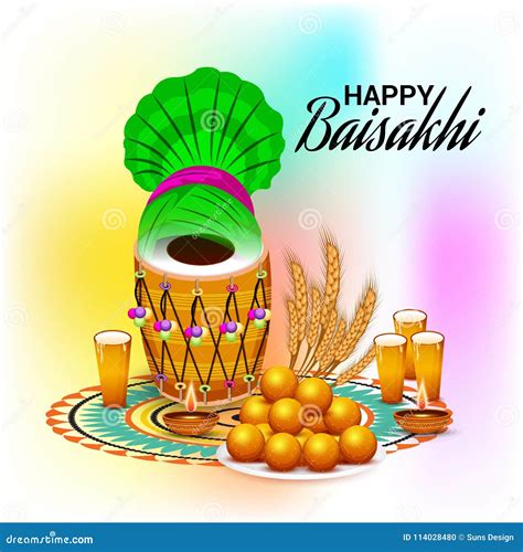 Happy Baisakhi Punjabi Festival Celebration. Stock Illustration - Illustration of festival ...