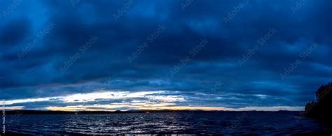 dark blue sunset sky over the lake Stock Photo | Adobe Stock