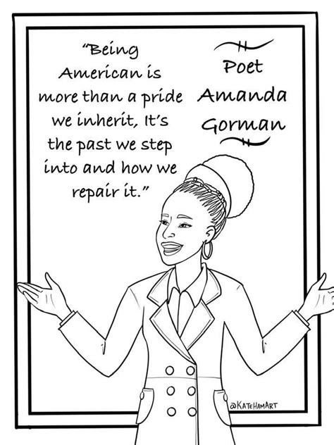 Amanda Gorman Free Printable Coloring Page - American Poet | Black history month printables ...