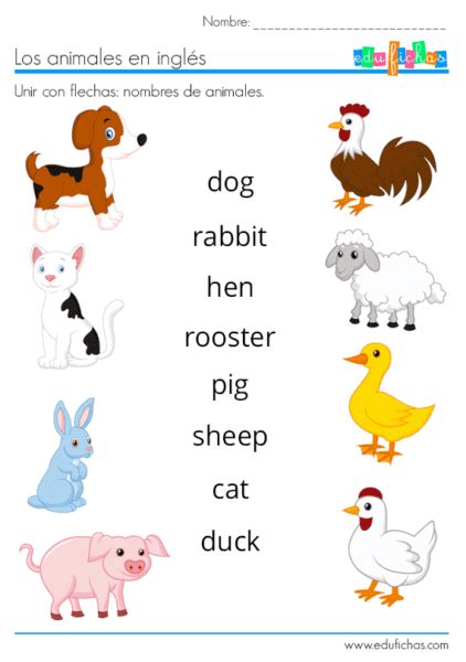 Nombres de los animales en inglés para enseñar a niños