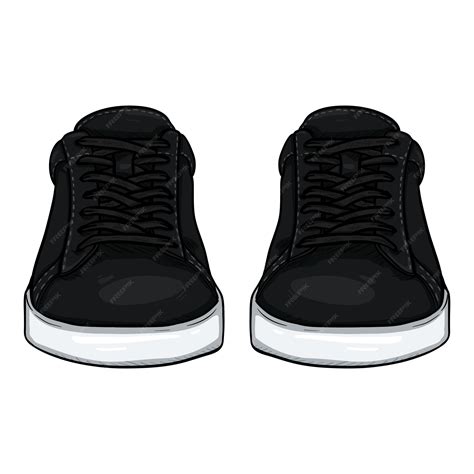 Premium Vector | Vector cartoon black sneakers smart casual shoes ...