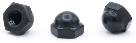 6-32 Closed End Acorn Nuts / Low Crown / Steel / Black Zinc