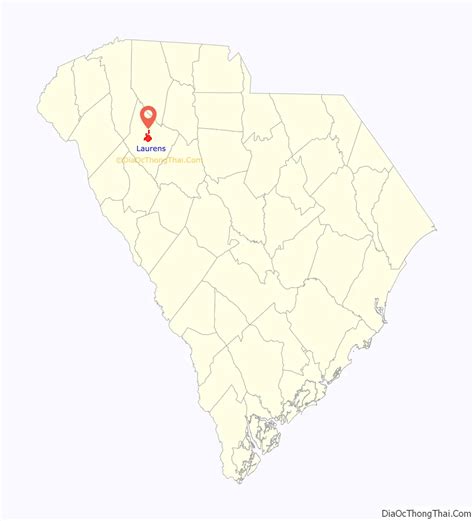 Map of Laurens city, South Carolina