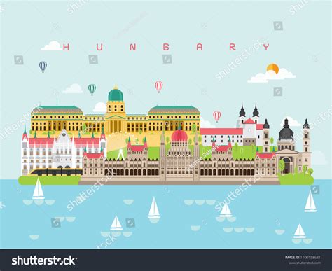 Hungary Famous Landmarks Infographic Templates Traveling Stock Vector ...