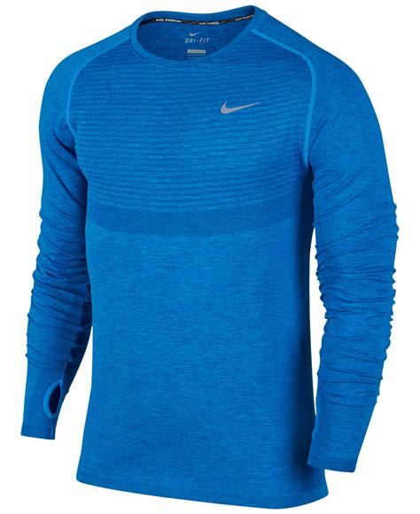 Lyst - Nike Men's Dri-fit Knit Running Long-sleeve Shirt in Blue for Men