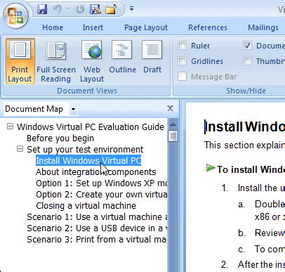 How to use the document map in Microsoft Word documents