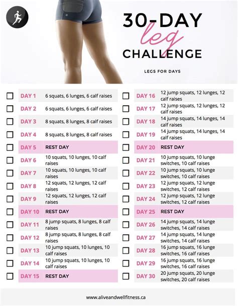 30 Day Leg Challenge--to do in conjunction with 30 Day Cardio Challenge ...