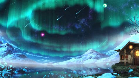 Download wallpaper 1920x1080 aurora borealis, anime, original, artwork, full hd, hdtv, fhd ...