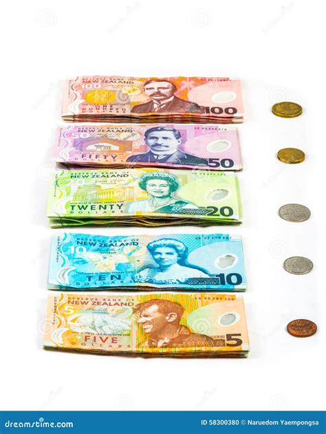 Notes and Coins in New Zealand Currency Stock Photo - Image of currency, paper: 58300380