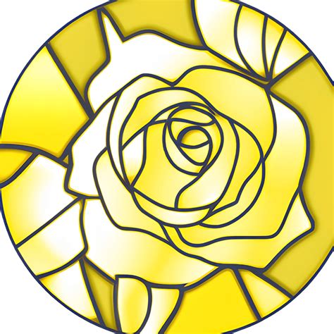 Yellow Rose Stained Glass Round · Creative Fabrica