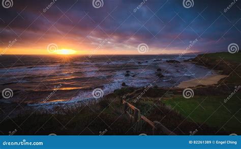 Dramatic Sunset at Half Moon Bay Beach Stock Image - Image of lake ...