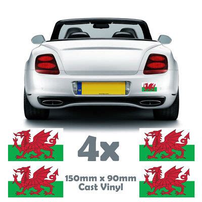 4x Wales Flag Stickers - Car Vinyl Decal - Welsh Flag Stickers 150mm x 90mm | eBay