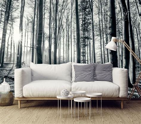 Black and white forest wallpaper murals | Online store