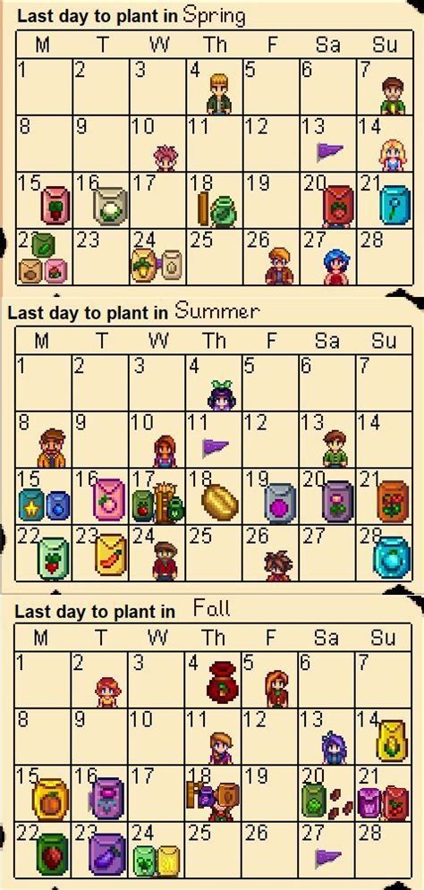 Stardew crop calendars | Stardew valley layout, Stardew valley, Stardew valley tips in 2022 ...