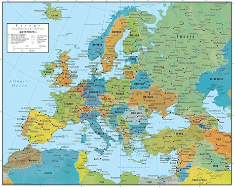 Swiftmaps Europe Wall Map GeoPolitical Edition (18x22 Laminated)