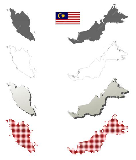 Premium Vector | Malaysia vector outline map set