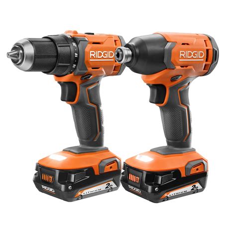 RIDGID 18V Lithium-Ion Cordless Drill/Driver & Impact Driver Combo Kit ...