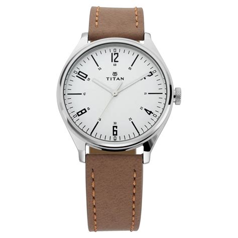 Titan Workwear Watch With Silver Dial & Tan Leather Strap: Buy Titan Workwear Watch With Silver ...