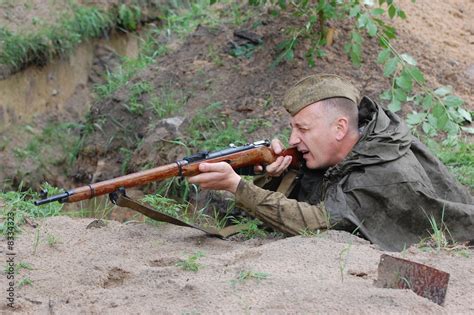 Soviet soldier. WW2 reenacting Stock Photo | Adobe Stock