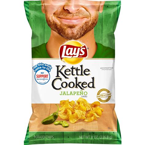 Lay's Kettle Cooked Potato Chips, Jalapeno, 8 oz Bag - Walmart.com