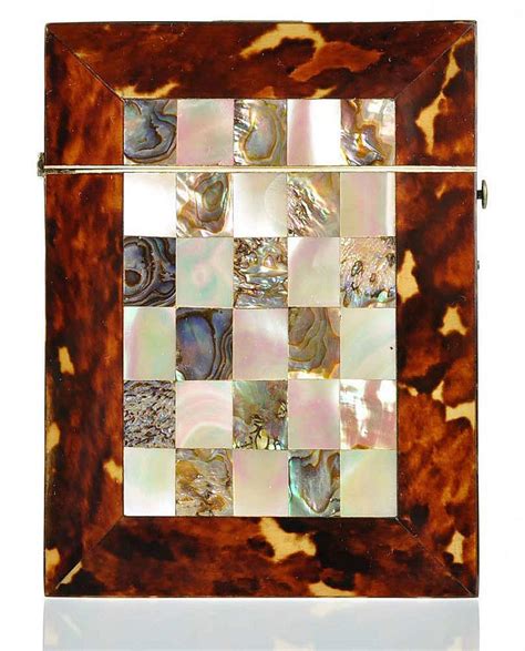 Antique tortoise shell mother of pearl and abolone case, calling card ...