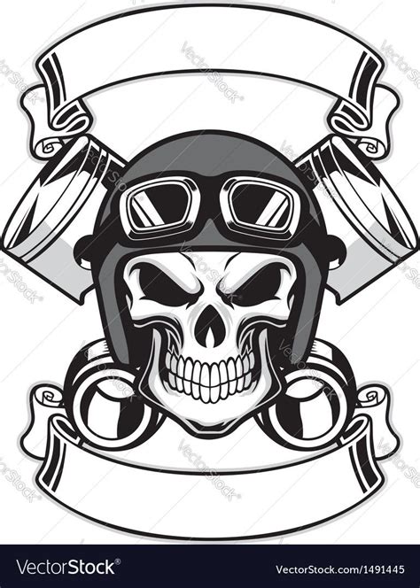 vector of skull wearing retro motorbike helmet. Download a Free Preview or High Quality Adobe ...