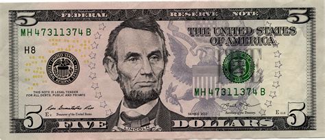 5 Dollar Bill Printable