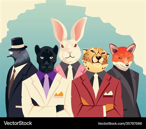 People art animal characters portrait animals Vector Image