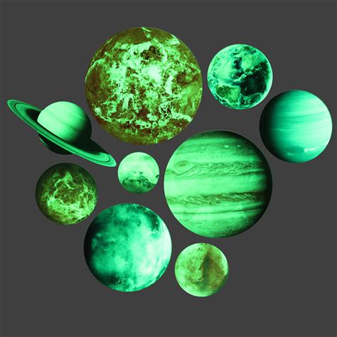 stickers Glow In The Dark Solar System Wall Stickers 9#Planets Mars ...