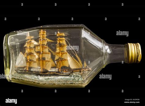 Model ship in a bottle Stock Photo - Alamy