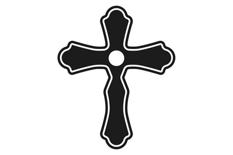 Roman Catholic cross. Black crucifix silhouette symbol